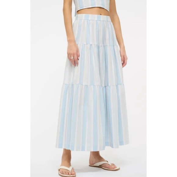 STAUD Sea Stripe Tiered Maxi Skirt - Picture 1 of 6